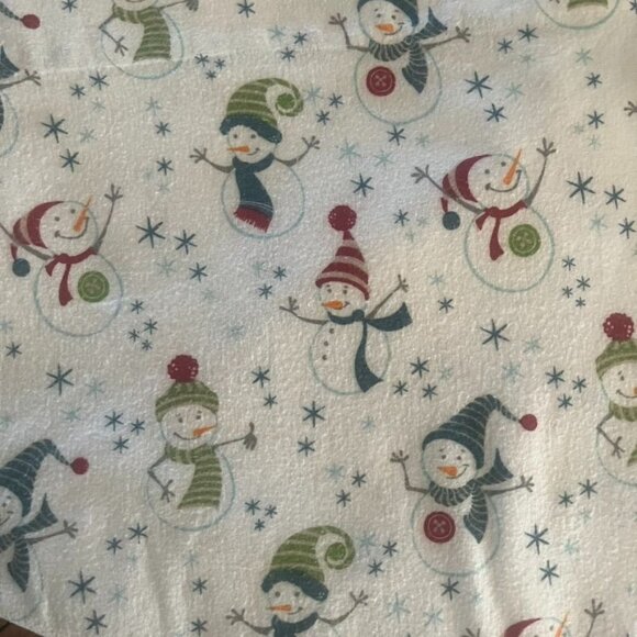 Vintage Sunbeam Twin Flannel Sheet Set 100% Cotton Snowmen Christmas Winter - Picture 4 of 4